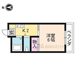 JR山陰本線 円町駅 徒歩8分の賃貸マンション 4階1Kの間取り