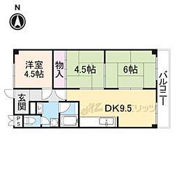 ジョイ嵯峨野 4階3LDKの間取り