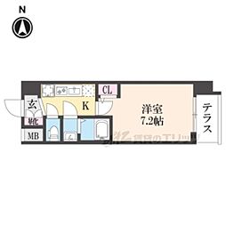 JR山陰本線 二条駅 徒歩15分の賃貸マンション 1階1Kの間取り