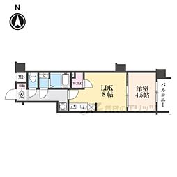 エステムコート京都二条 5階1LDKの間取り