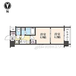 エステムコート京都二条 6階2Kの間取り