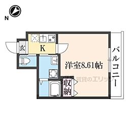 阪急京都本線 西京極駅 徒歩14分の賃貸マンション 4階1Kの間取り