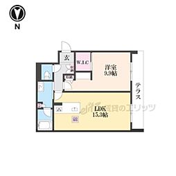 シャーメゾン太秦天神川 1階1LDKの間取り