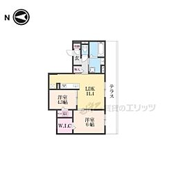 ヌーベル・ヴィ―侍従池 1階2LDKの間取り