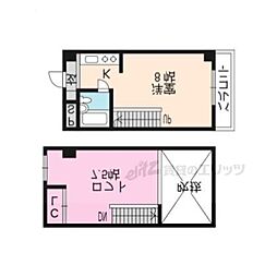 ネットワークジャパンII 4階1Kの間取り