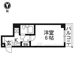 四条大宮シャトー朝日 5階1Kの間取り