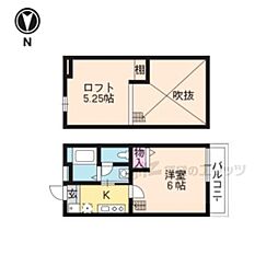 京都市営烏丸線 今出川駅 徒歩20分の賃貸マンション 3階1Kの間取り