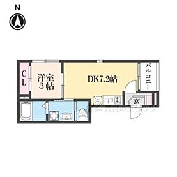 JR山陰本線 花園駅 徒歩3分の賃貸アパート 2階1DKの間取り
