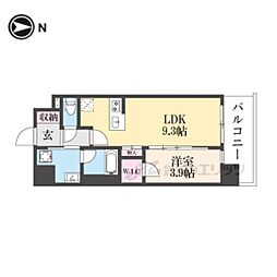 ゼフィランサス西大路 6階1LDKの間取り