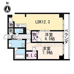 JR山陰本線 二条駅 徒歩7分の賃貸マンション 4階2LDKの間取り