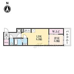 シエーナグランデ四条烏丸 5階1LDKの間取り