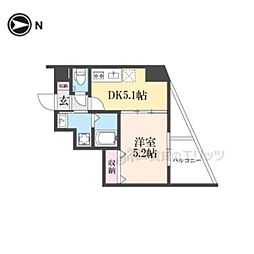 ARCA西京極 2階1DKの間取り