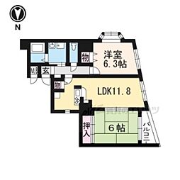 ロザーンジュ堀川 2LDKの間取図画像