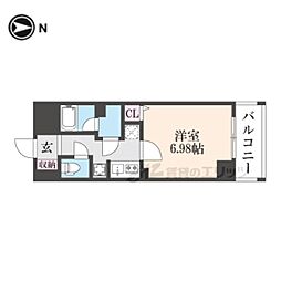 LW京都桜邸 1Kの間取図画像
