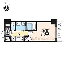 エスカーサ京都四条梅津 1Kの間取図画像