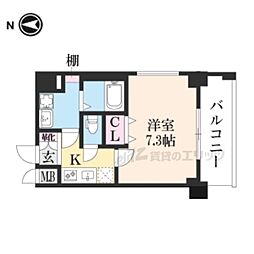 プレサンス京都北野白梅町 1Kの間取図画像