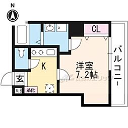フォレスト西大路五条 1Kの間取図画像
