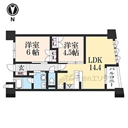 レ・ジェイド京都堀川 2LDKの間取図画像