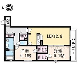 シャーメゾン嵯峨広沢 2LDKの間取図画像