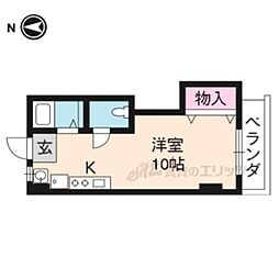 紫野ハイツ ワンルームの間取図画像