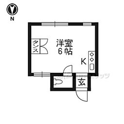 今出川マンション ワンルームの間取図画像