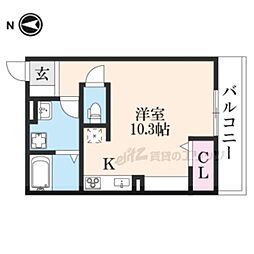 エスポワール東山 ワンルームの間取図画像
