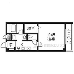 アネックス桂 1Kの間取図画像