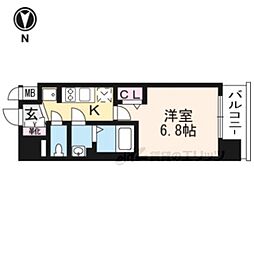 プレサンス京都二条京華 1Kの間取図画像