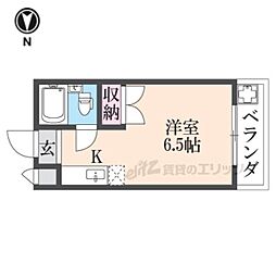 クレージュ桂 ワンルームの間取図画像