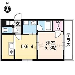 GARNETRESIDENCE聖護院1 1DKの間取図画像