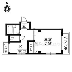 コーポ下山 1Kの間取図画像