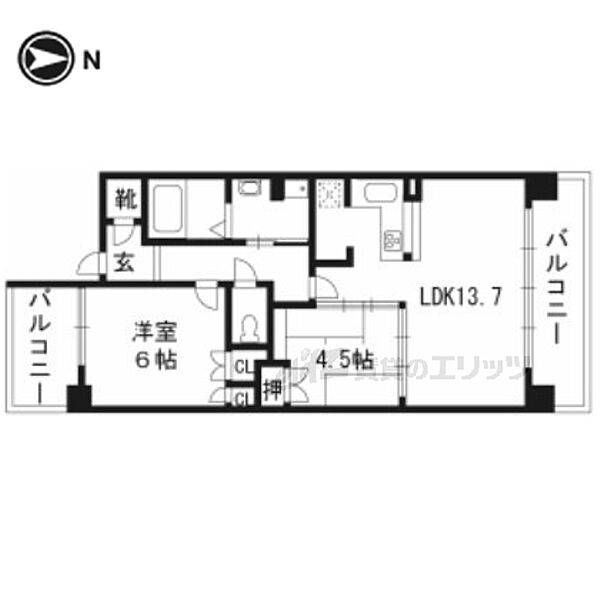 京都府京都市下京区稲荷町(賃貸マンション2LDK・8階・55.64㎡)の写真 その2