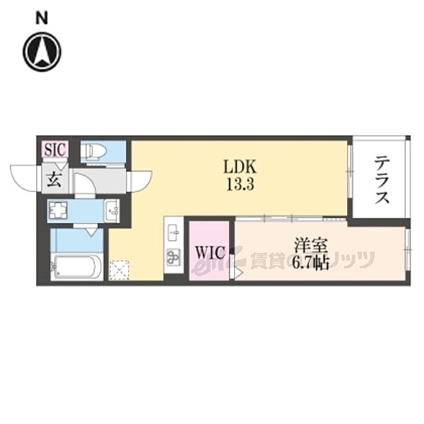 京都府京都市左京区新丸太町(賃貸アパート1LDK・1階・47.42㎡)の写真 その2