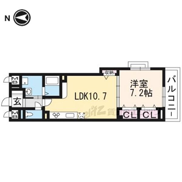 ポルト・ボヌール 202｜京都府京都市左京区一乗寺南大丸町(賃貸マンション1LDK・2階・43.67㎡)の写真 その2