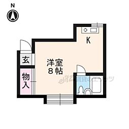 宮の東ハイツ 1階1Kの間取り