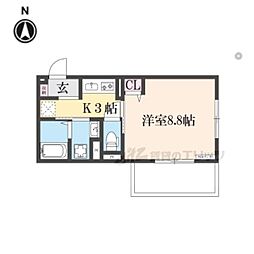 叡山電鉄叡山本線 修学院駅 徒歩5分の賃貸アパート 1階1Kの間取り