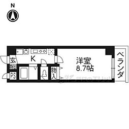 パルティール四条 3階1Kの間取り