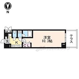 京都地下鉄東西線 東山駅 徒歩7分の賃貸マンション 1階1Kの間取り