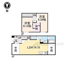 仮称）今出川コートハウス 101 2階2LDKの間取り