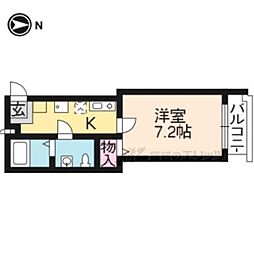 京都今出川レジデンス 2階1Kの間取り