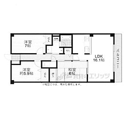 京阪本線 出町柳駅 バス10分 北白川仕伏町下車 徒歩6分の賃貸マンション 2階3LDKの間取り