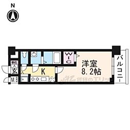 ベラジオ京都一乗寺 3階1Kの間取り