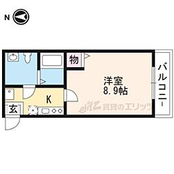 フラッティ智恵光院 4階1Kの間取り