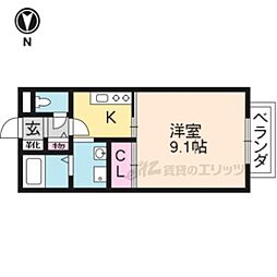 京阪本線 出町柳駅 バス10分 上終町・瓜生山学園京下車 徒歩5分の賃貸アパート 2階1Kの間取り