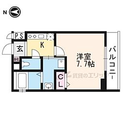 シエルコート一乗寺 1階1Kの間取り