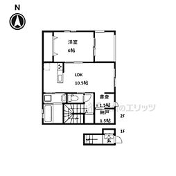 叡山電鉄叡山本線 一乗寺駅 徒歩4分の賃貸アパート 2階1LDKの間取り