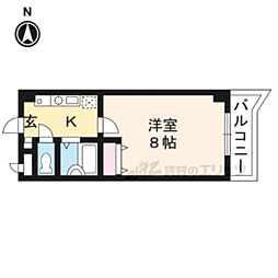 グレースヴィラ下鴨 1階1Kの間取り