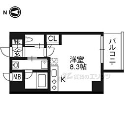 アスヴェル京都東堀川 ワンルームの間取図画像