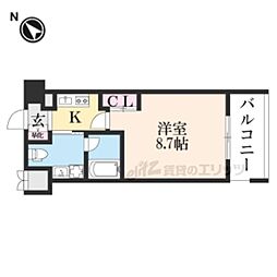 レジディア洛北 1Kの間取図画像