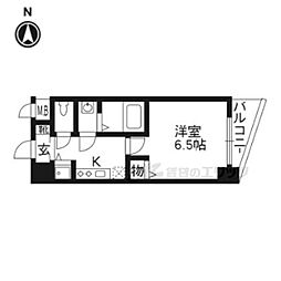 エスライズ京都河原町 1Kの間取図画像